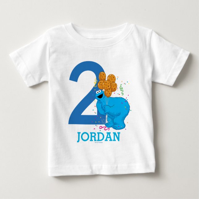 Cookie Monster Boy Birthday Tee Shirt (Framsida)