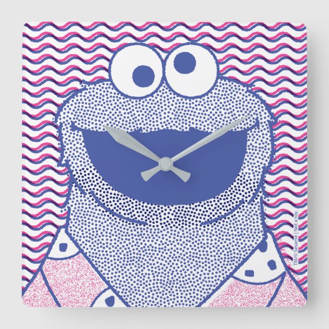 Cookie Monster | Button Down Cookie Shirt Fyrkantig Klocka (Framsida)