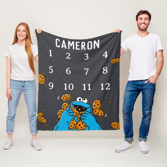 Cookie Monster Chalkboard Baby Milestone Fleecefilt (På plats)