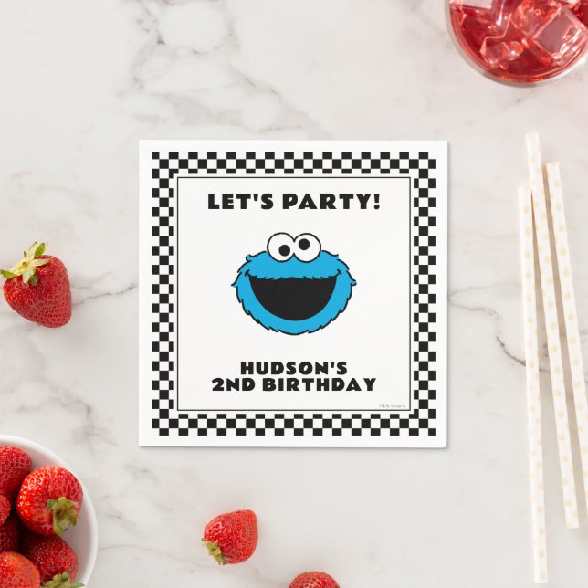 Cookie Monster Checkerboard Birthday Pappersservett (Insitu)