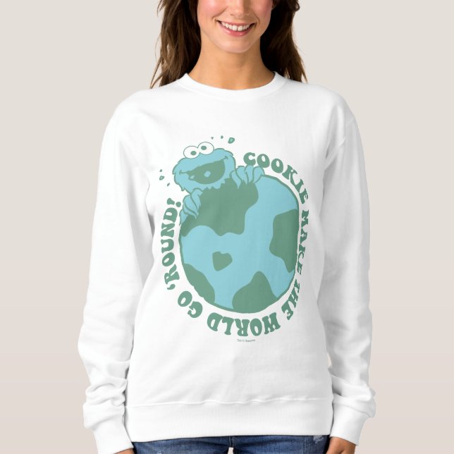 Cookie Monster | Cookies Gör World Go Round T Shirt (Framsida)