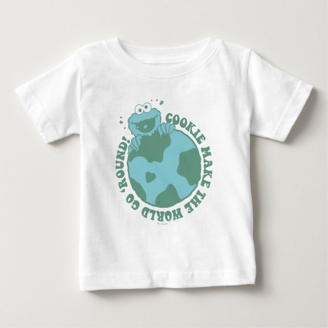 Cookie Monster | Cookies Gör World Go Round T Shirt (Framsida)