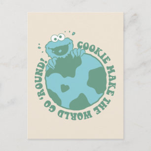 Cookie Monster Cookies Gör World Go Round Vykort