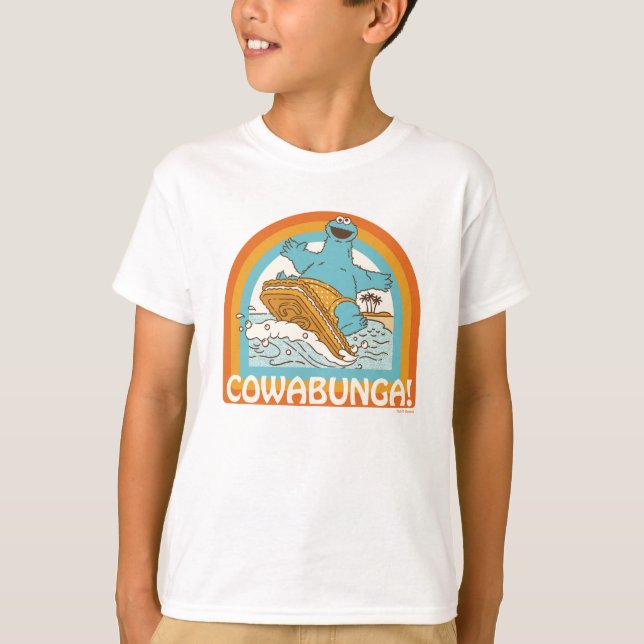 Cookie Monster Cowabunga! T Shirt (Framsida)