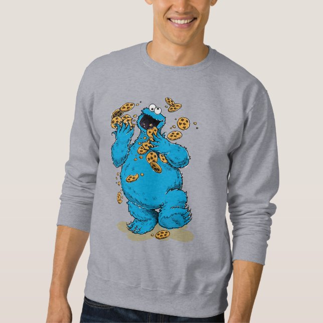 Cookie Monster Crazy Cookies Lång Ärmad Tröja (Framsida)