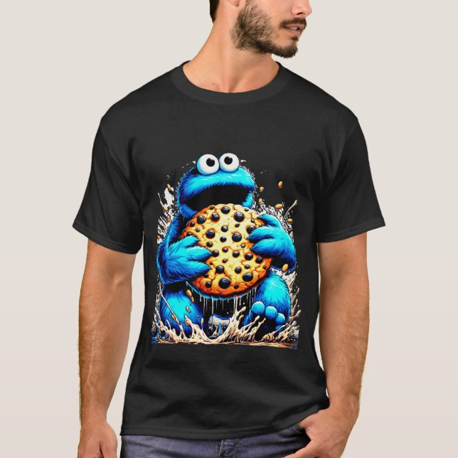 Cookie Monster Devoring a Giant Chocolate Chip T Shirt (Framsida)