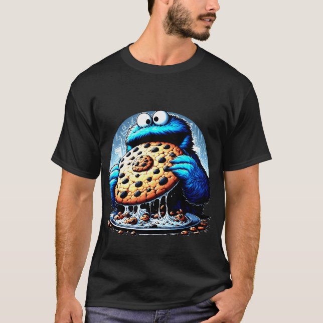 Cookie Monster Devoring a Giant Chocolate Chip T Shirt (Framsida)