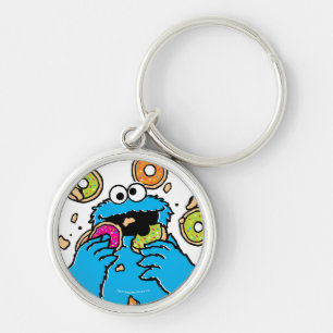 Cookie Monster Donut Destroyer Rund Silverfärgad Nyckelring