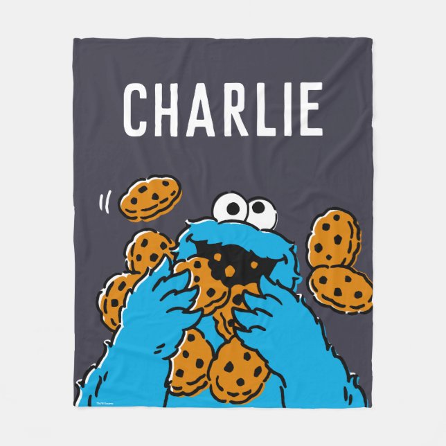 Cookie Monster Eating All the Cookies Fleecefilt (Framsidan)