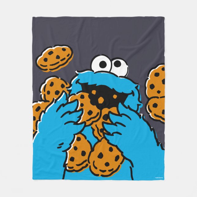 Cookie Monster Eating All the Cookies Fleecefilt (Framsidan)