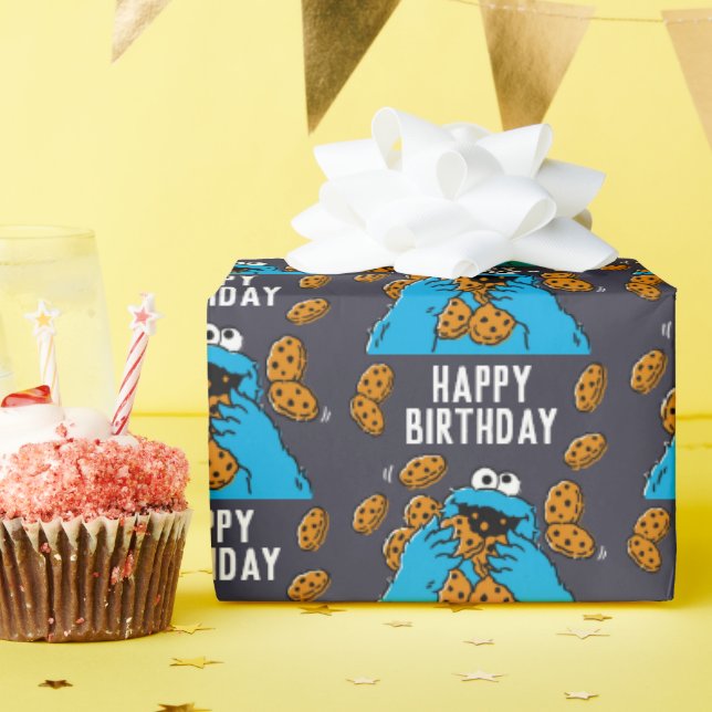 Cookie Monster Eating All the Cookies Presentpapper (Födelsedagsfest)