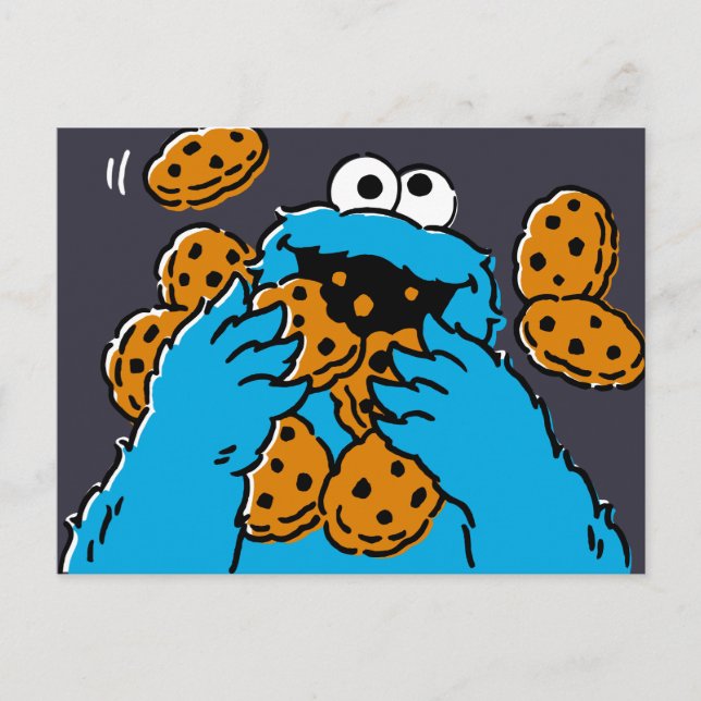 Cookie Monster Eating All the Cookies Vykort (Framsida)