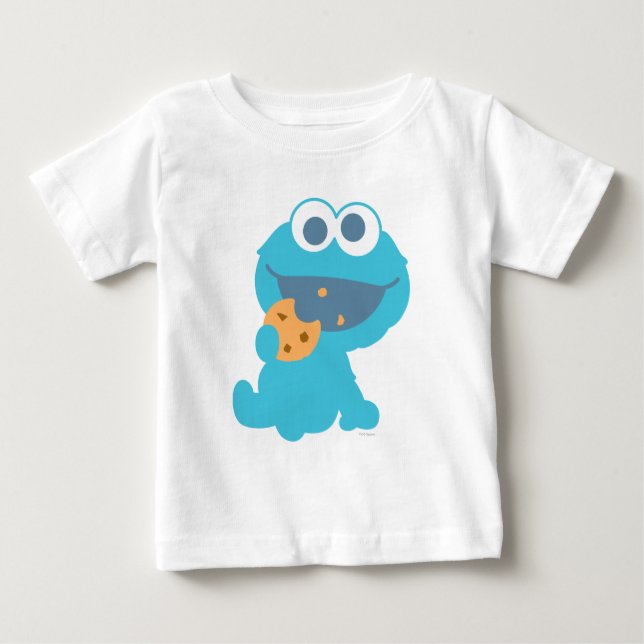 Cookie Monster Eating Cookie T Shirt (Framsida)