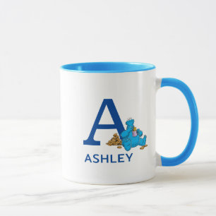 Cookie Monster Eating Cookies Namn & Monogram A Mugg