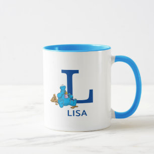 Cookie Monster Eating Cookies Namn & Monogram L Mugg