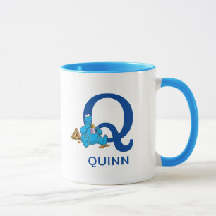 Cookie Monster Eating Cookies Namn & Monogram Q Mugg