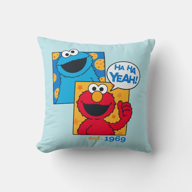 Cookie Monster & Elmo | Ha Ha Ha Ja Kudde (Framsida)