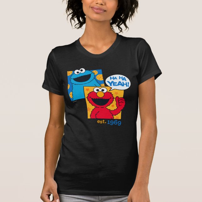 Cookie Monster & Elmo | Ha Ha Ha Ja Tee Shirt (Framsida)