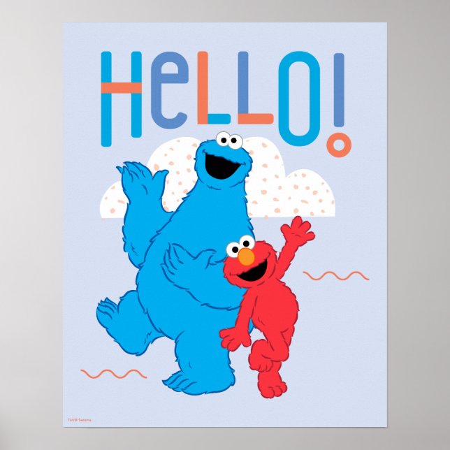 Cookie Monster & Elmo Hej! Poster (Framsidan)