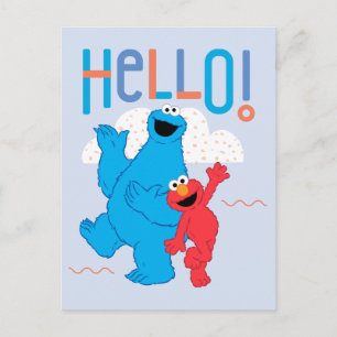 Cookie Monster & Elmo Hej! Vykort
