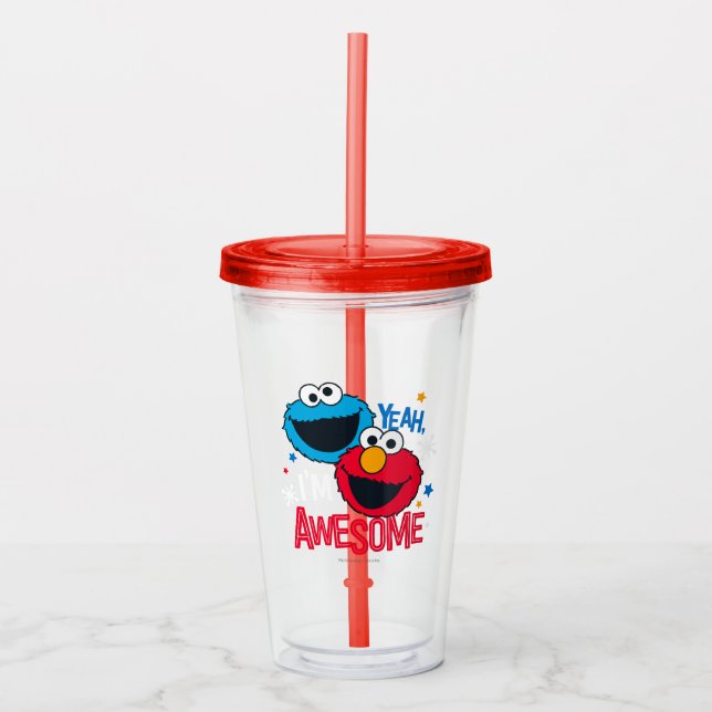 Cookie Monster & Elmo | Ja, jag heter Fantastisk Take Away Mugg (Framsida)