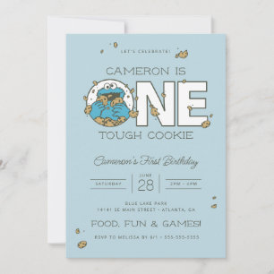 Cookie Monster En Tuff Cookie Birthday Inbjudningar