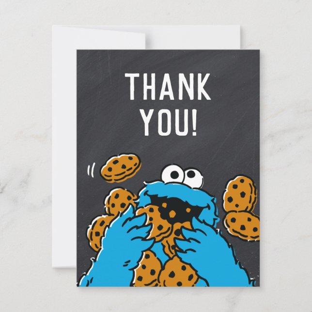 Cookie Monster födelsedags tavla tack Kort (Framsida)