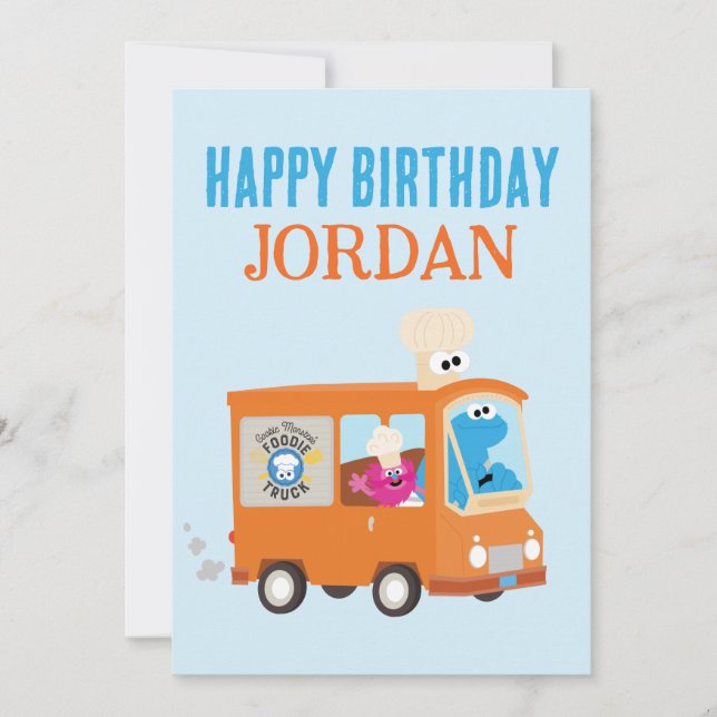 Cookie Monster Food Lastbil Grattis på födelsedage (Framsida)