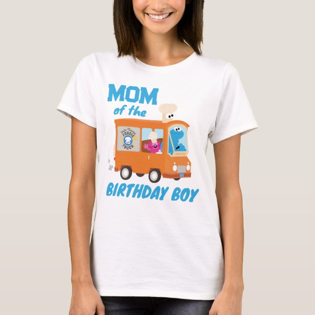 Cookie Monster Food Lastbil Mamma i Birthday Boy T Shirt (Framsida)