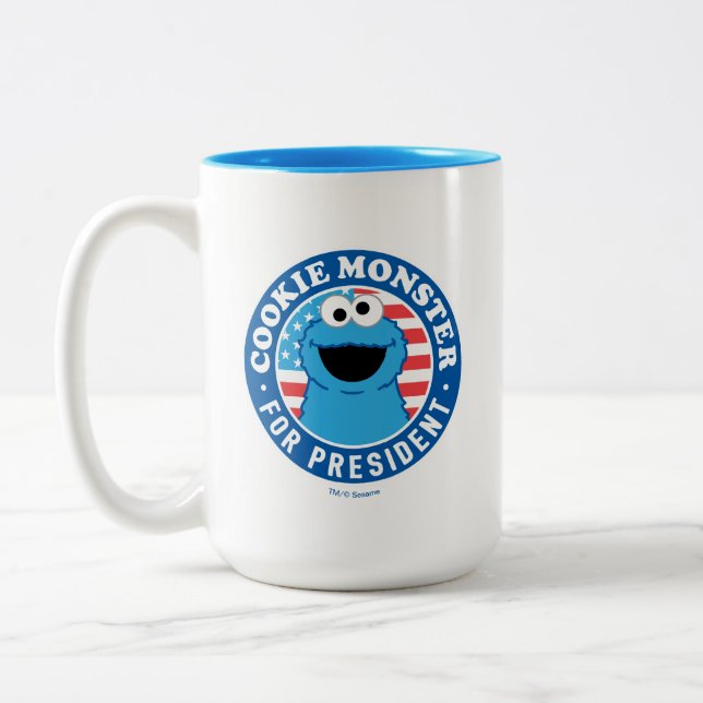 Cookie Monster för ordförande Två-Tonad Mugg (Vänster)