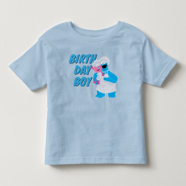 Cookie Monster & Gonger Födelsedags Pojke T Shirt (Framsida)