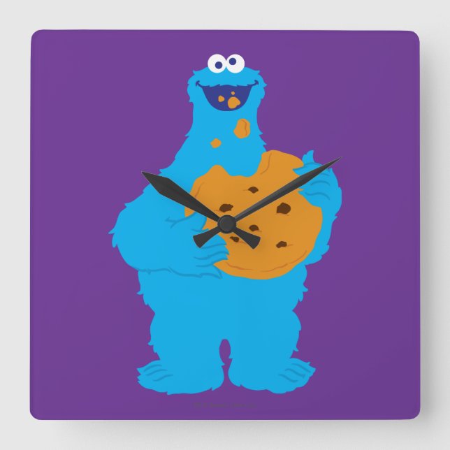 Cookie Monster Graphic Fyrkantig Klocka (Framsida)
