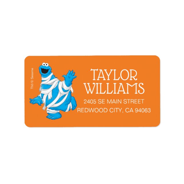 Cookie Monster | Halloween-mumie Adressetikett (Framsidan)