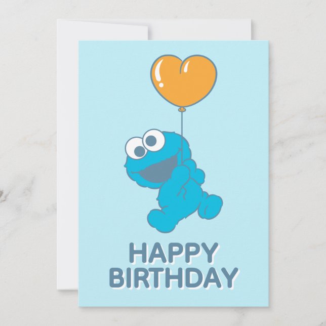 Cookie Monster Hjärtballong Kort (Framsida)