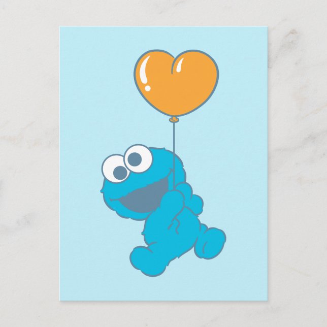 Cookie Monster Hjärtballong Vykort (Framsida)