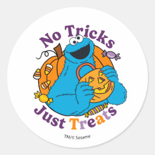 Cookie Monster Inga trick, bara Trets Runt Klistermärke