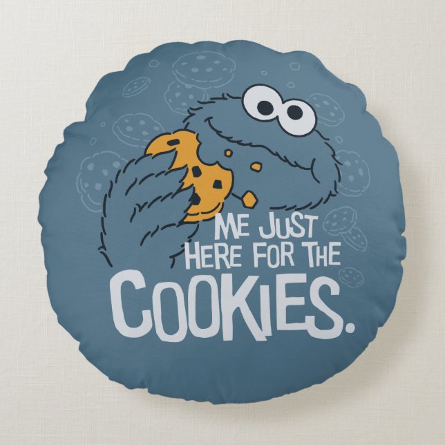 Cookie Monster | Jag är här för cookies Rund Kudde (Framsidan)