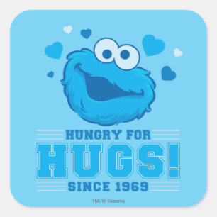 Cookie Monster Kramar Fyrkantigt Klistermärke