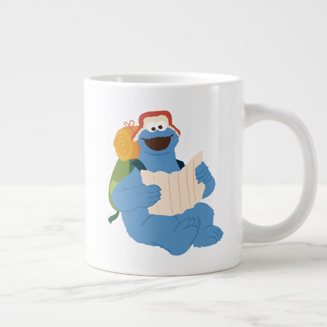 Cookie Monster läser en karta Jumbo Mugg (Höger)