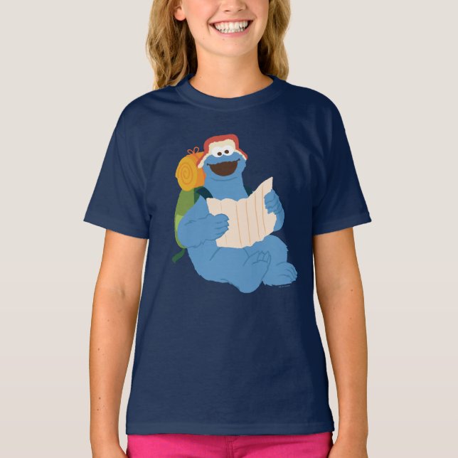 Cookie Monster läser en karta T Shirt (Framsida)