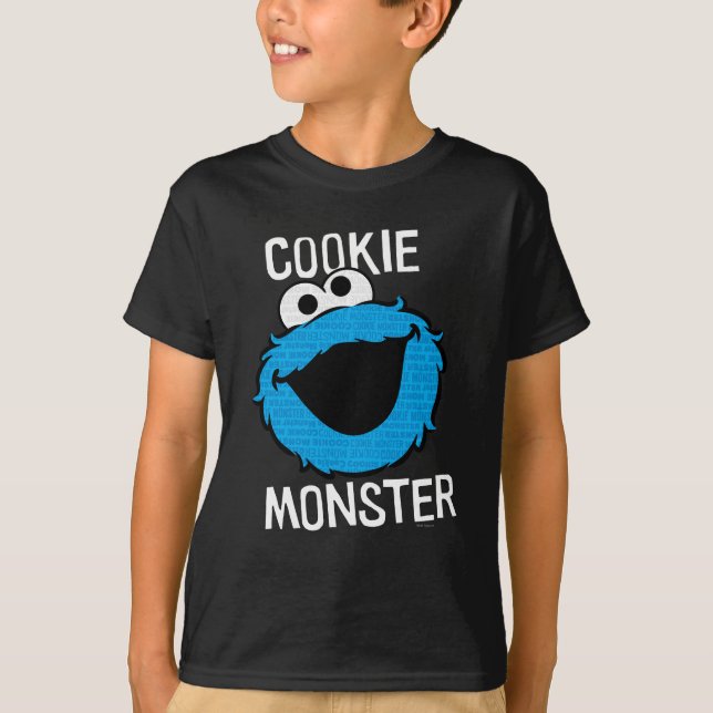Cookie Monster Mönster Ansikte T-shirt (Framsida)