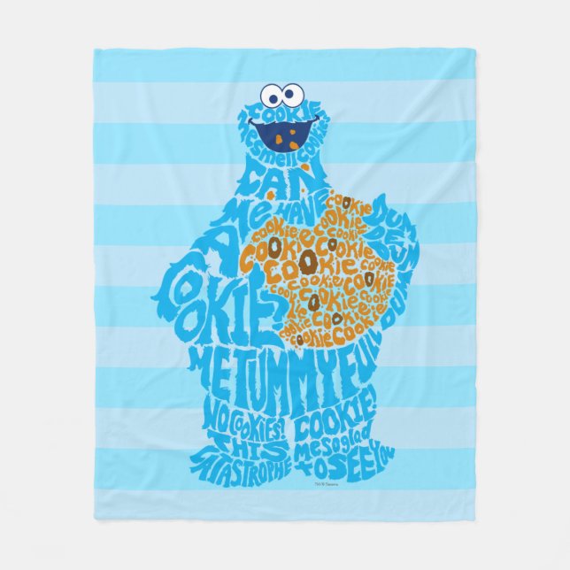 Cookie Monster Mönster Fill Fleecefilt (Framsidan)