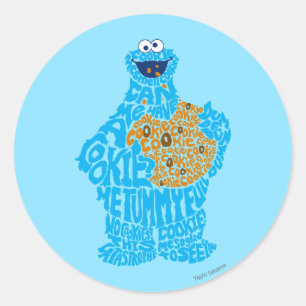 Cookie Monster Mönsterfyllning Runt Klistermärke