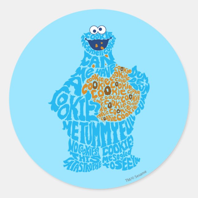 Cookie Monster Mönsterfyllning Runt Klistermärke (Framsida)