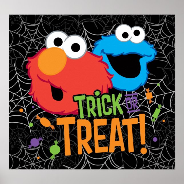 Cookie Monster och Elmo - Bus eller godis Poster (Framsidan)