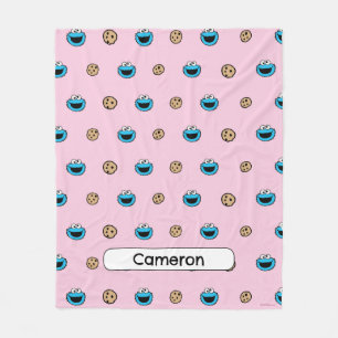 Cookie Monster och kakor Rosa mönster Fleecefilt