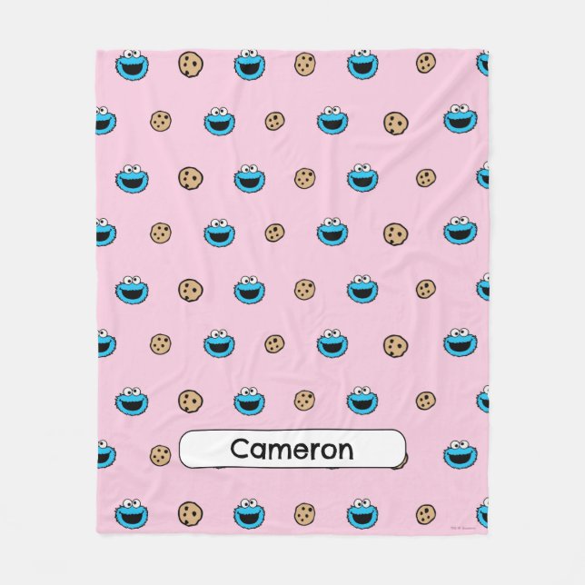 Cookie Monster och kakor Rosa mönster Fleecefilt (Framsidan)