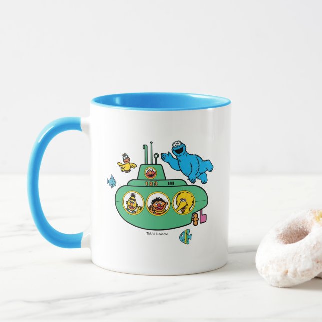Cookie Monster och Sesame Pals-ubåt Mugg (Med munk)