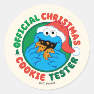 Cookie Monster   Officiell jul Cookie Tester Runt Klistermärke