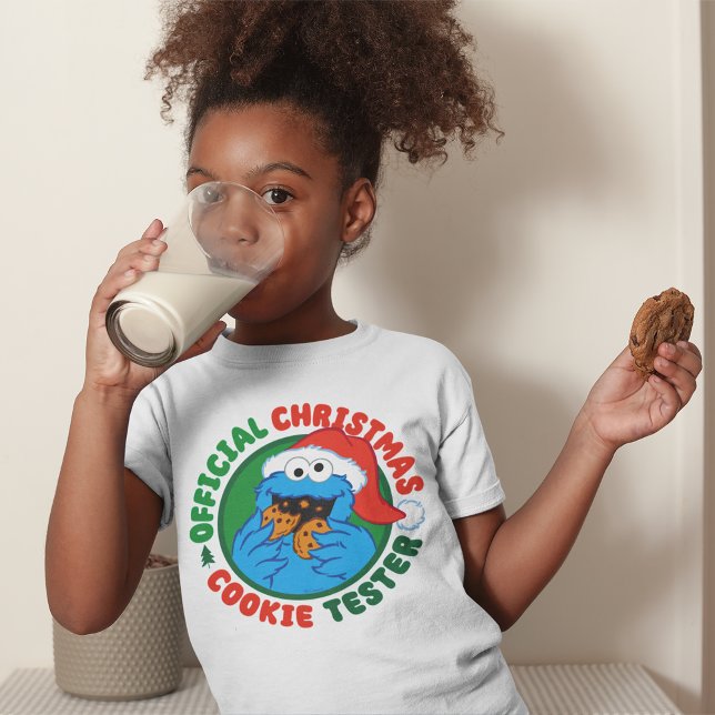 Cookie Monster | Officiell jul Cookie Tester T Shirt (Kid wearing t-shirt)